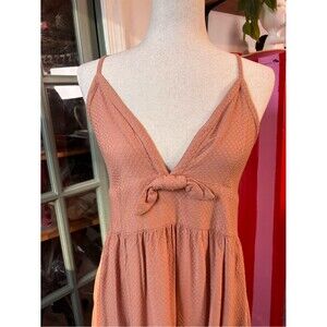 Roxy Bright Light Strappy Dress Large NWT Boho Textured Mini Dress Pockets